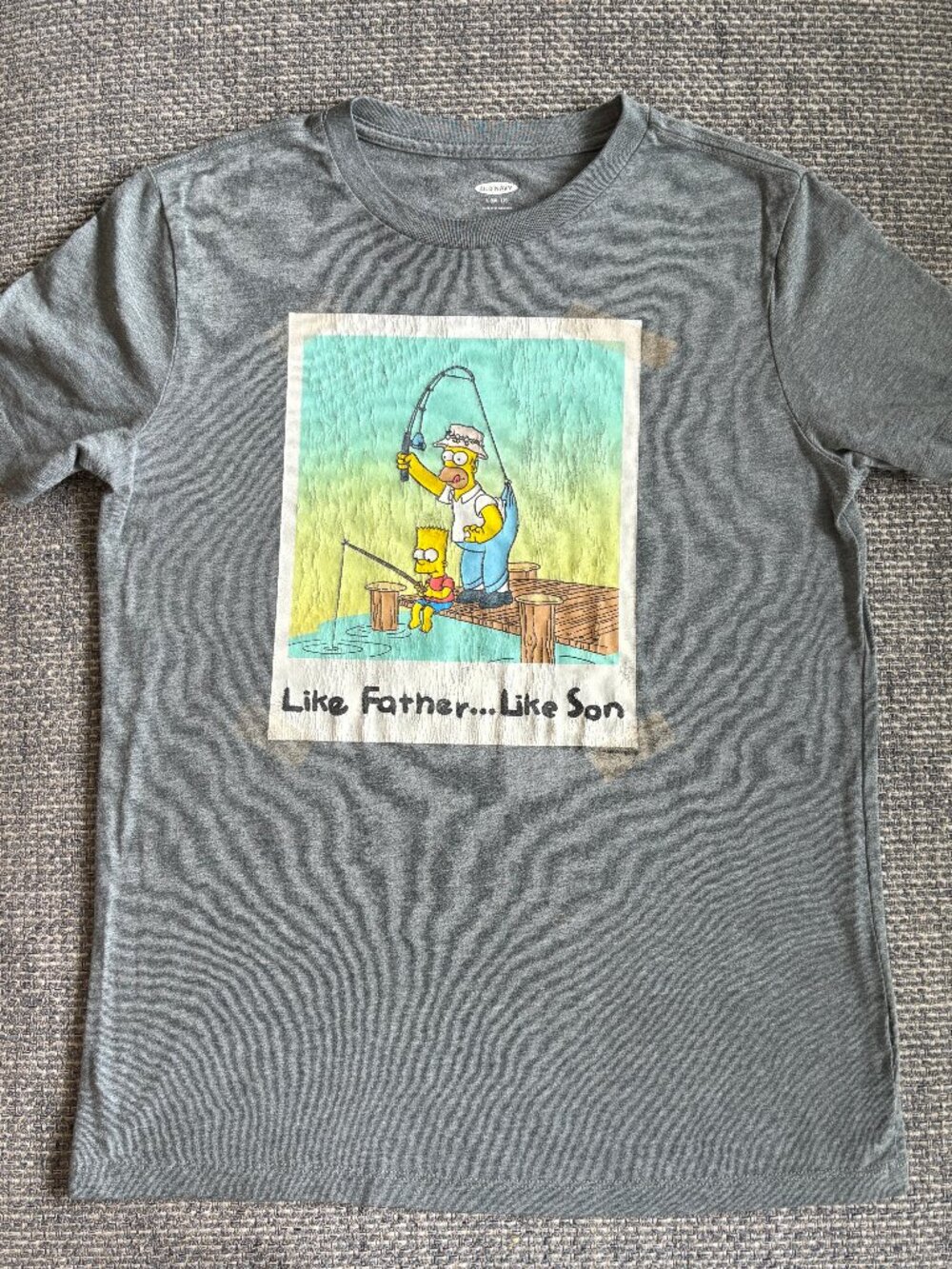 Old Navy Simpsons "Like Father Like Son" Fishing Graphic T-Shirt | Sz L (10/12)